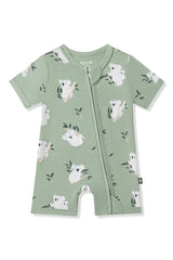 Zipper Shortall Romper in Koala