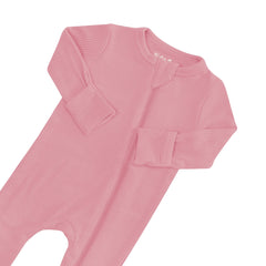 Ribbed Zipper Romper in Apple Blossom