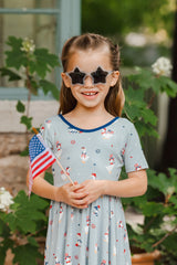 Twirl Dress in Patriotic Goose