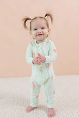 Zippered Romper in Mint Ice Cream