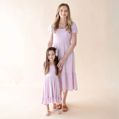 Puff Sleeve Twirl Dress in Thistle