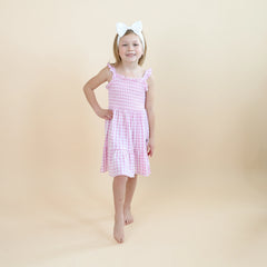 Smocked Dress in Gingham Thistle