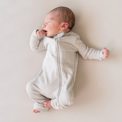 Ribbed Zipper Romper in Oat