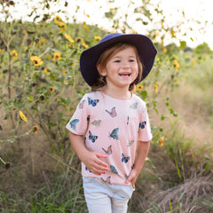 Toddler Crew Neck Tee in Blush Butterfly