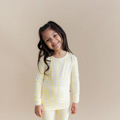 Long Sleeve Pajamas in Gingham Chamomile