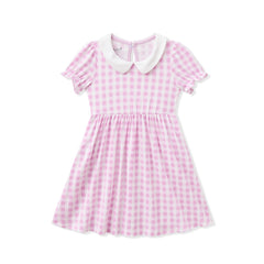 Peter Pan Collar Dress in Gingham Thistle