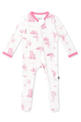 Zippered Footie in Toile Ballet