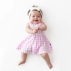 Polo Bodysuit Dress in Gingham Thistle