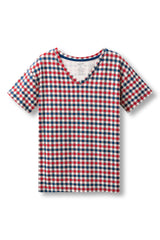Women's Relaxed Fit V-Neck in Patriotic Gingham