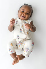 Zippered Sleeveless Romper in Mickey Mouse and Friends