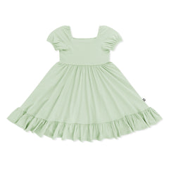 Puff Sleeve Twirl Dress in Basil