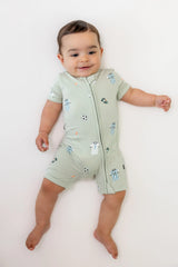 Zipper Shortall Romper in Soccer