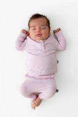 Ribbed Infant Henley Set in Thistle