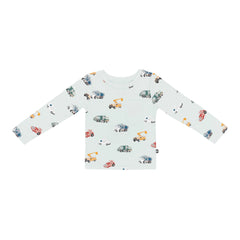 Long Sleeve Toddler Crew Neck Tee in City Vehicles