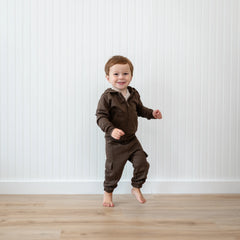 Fleece Zip Up Hoodie in Espresso