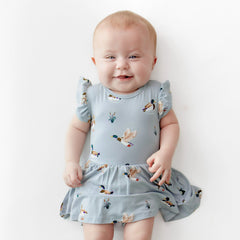 Twirl Bodysuit Dress in Mallard Duck