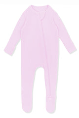 Ribbed Zipper Footie in Thistle