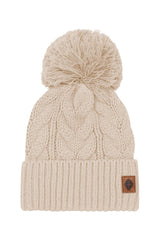 Chunky Cable Knit Beanie in Almond