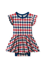 Twirl Bodysuit Dress in Patriotic Gingham