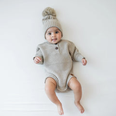 Chunky Cable Knit Beanie in Almond