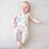 Zippered Sleeveless Romper in Home Run