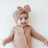 Chunky Knit Bow Headband in Latte