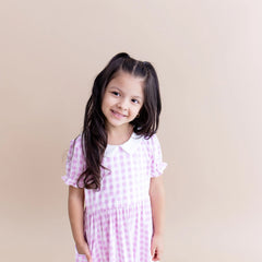 Peter Pan Collar Dress in Gingham Thistle