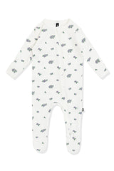 Pointelle Zippered Footie in Spray Rose
