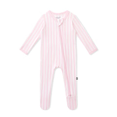 Zippered Footie in Small Sakura Stripe
