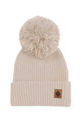 Chunky Knit Pom Beanie in Almond