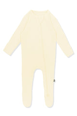 Ribbed Zipper Footie in Chamomile