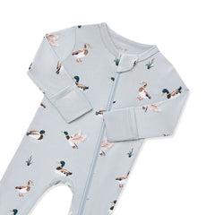 Zippered Romper in Mallard Duck