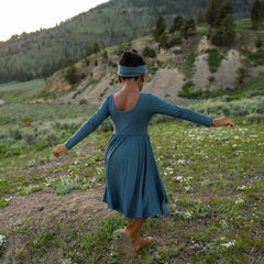 Long Sleeve Twirl Dress in Atlantic