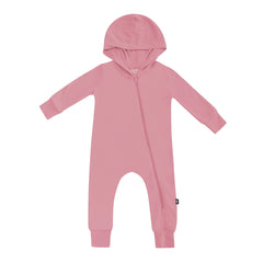 Bamboo Jersey Hooded Zippered Romper in Apple Blossom