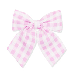 Large Alligator Clip Bow in Gingham Thistle