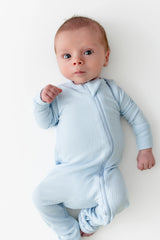 Ribbed Zipper Romper in Breeze