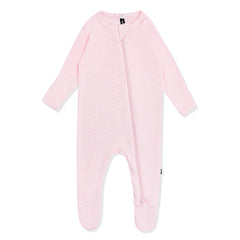 Pointelle Zippered Footie in Sakura