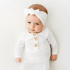 Knotted Bow Headband in Cloud