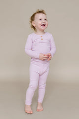 Ribbed Henley Set in Thistle