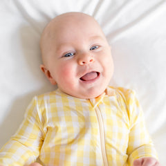 Zippered Romper in Gingham Chamomile