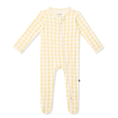 Zippered Footie in Gingham Chamomile