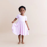 Twirl Dress in Gingham Thistle