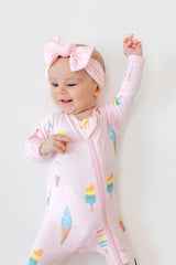 Zippered Footie in Sakura Ice Cream