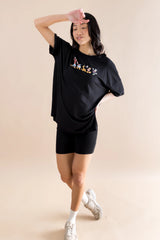 Women’s Biker Short Set in Mickey and Friends on Midnight
