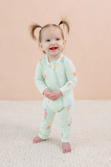 Zippered Romper in Mint Ice Cream