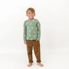 Long Sleeve Toddler Crew Neck Tee in Silly Goose