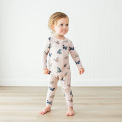 Zippered Romper in Blush Butterfly