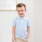 Toddler Short Sleeve Polo in Gingham Breeze