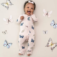Zippered Romper in Blush Butterfly