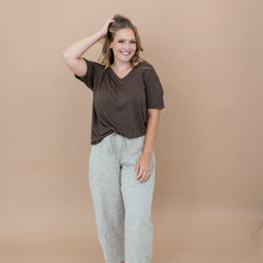 Women’s Relaxed Fit V-Neck in Espresso